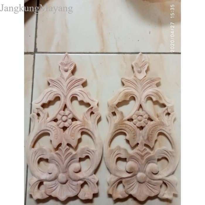 A Limited [Cod] Ornamen Ukir Kayu Tempel Jepara Motif Paradise Bahan murah