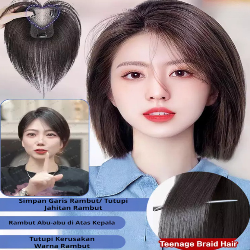 COD+Kirim Dalam 24 Jam Wig Poni Bersirkulasi Wanita/Wig Rambut Asli/Wig Rambut Pendek Wanita/Wig Pen