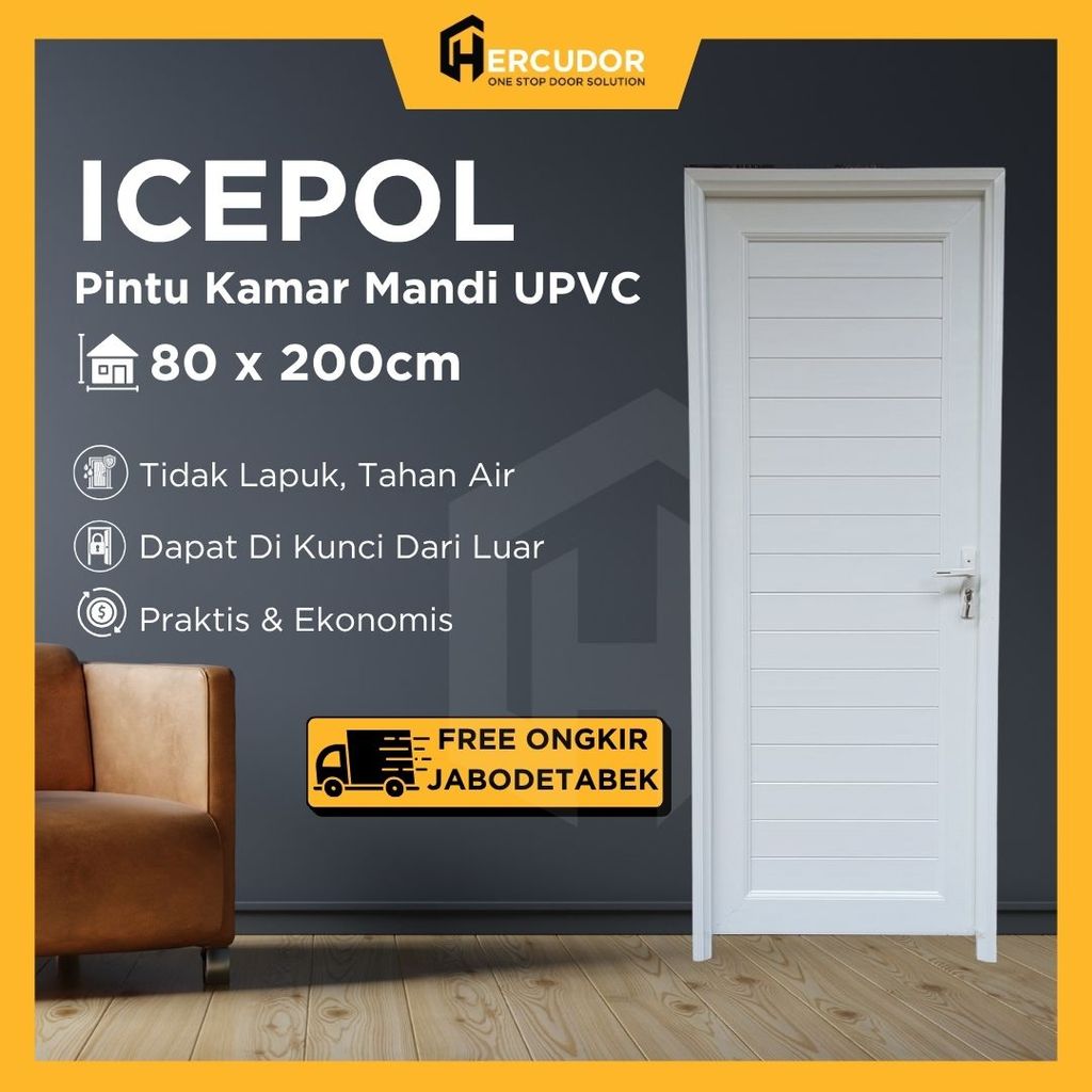 ICEPOL U80 - Pintu Kamar Mandi / Outdoor UPVC ICEPOL 80x200