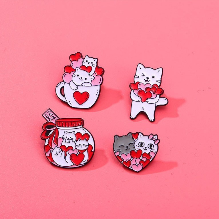TINYSTATION - VALENTINE CAT Bros Baju Kucing Love Valentine Pin Baju Pin Tas Bros Tusuk PIN-010