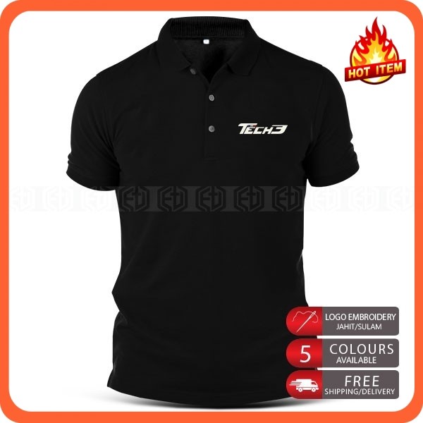 Tech3 Yamaha KTM MotoGP Baju Kaos Kerah Pria Bordir Premium Quality Lengan Pendek Polo Cotton Tshirt