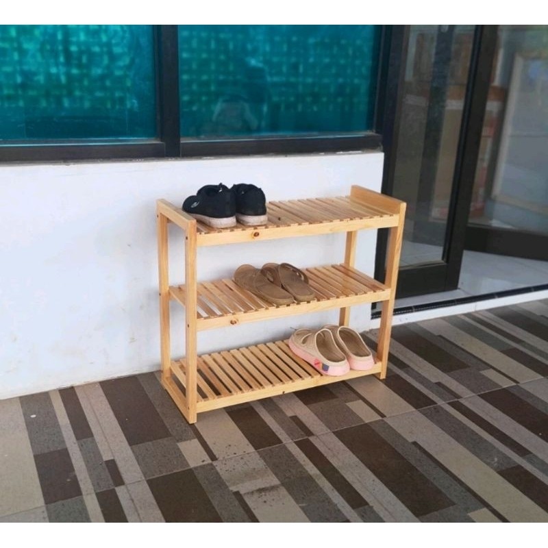 Furniture Sukabumi | Rak Sepatu Kayu Serbaguna Tingkat 3