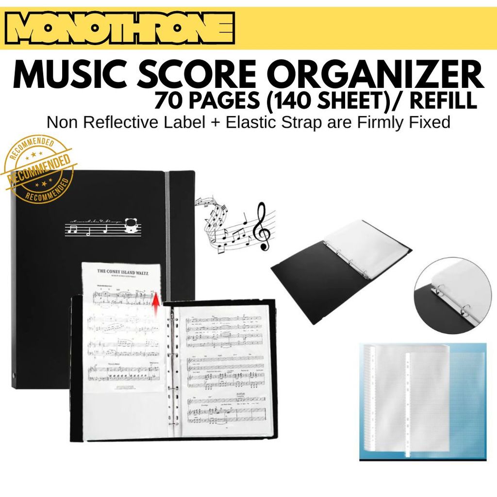 Buku Folder Music Score Penyimpanan File Kertas Musik Piano Gitar Not Notasi Folder Organizer Map Ke