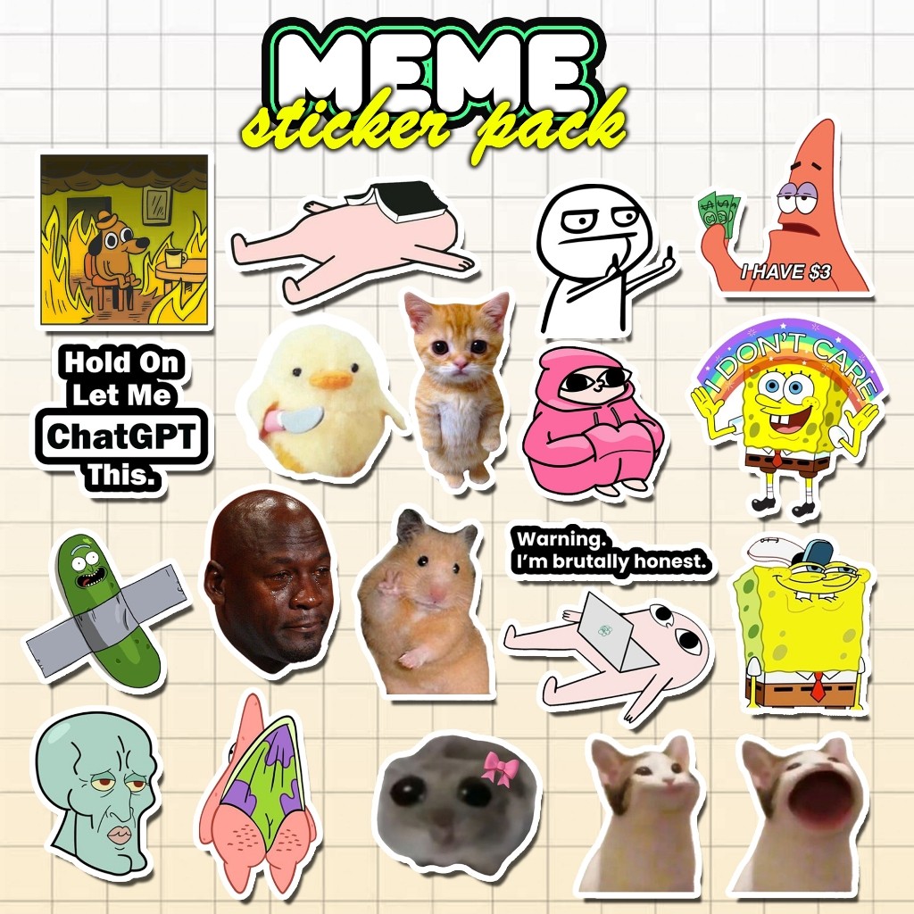 20pcs Stiker MEME Kartun Lucu | TAHAN AIR ANTI LUNTUR GARANSI 100% | stiker aesthetic hp laptop