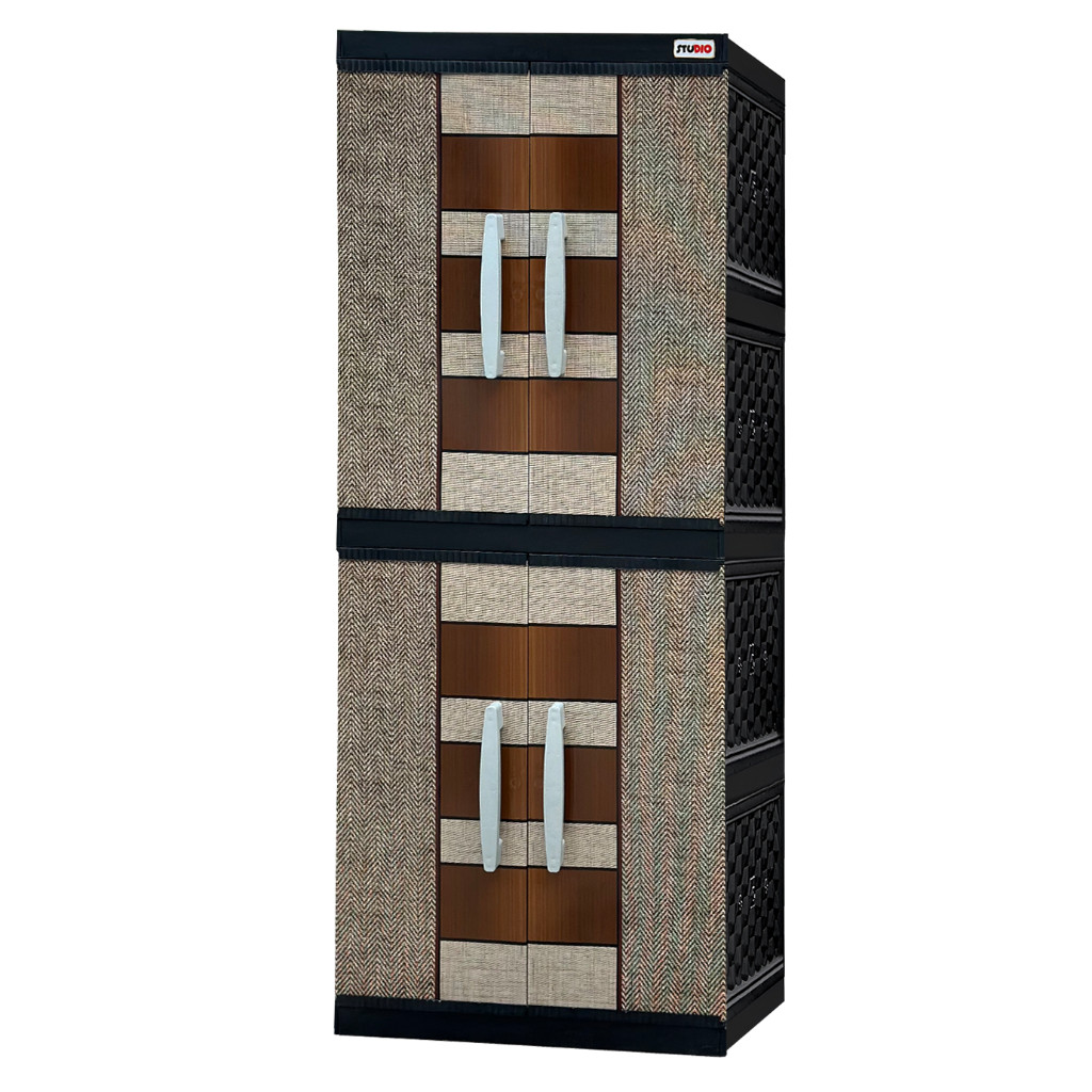 STUDIO - Lemari Pakaian Plastik 2 Pintu Jumbo Motif Bunga Printing VIP GANTUNG + KACA