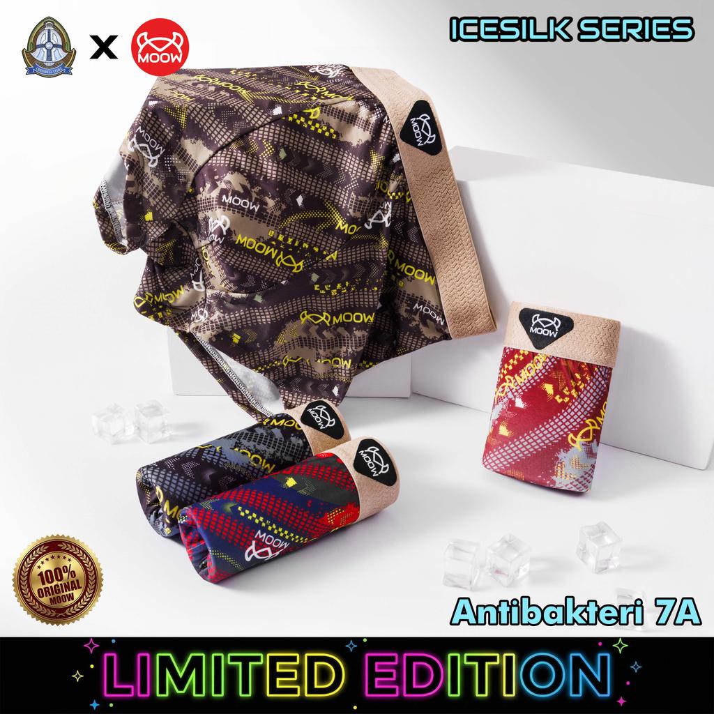 CROSSBELL X MOOW Celana Dalam Boxer Pria Premium - Boxer Briefs Ice Silk Super Adem & Stretch Anti-b