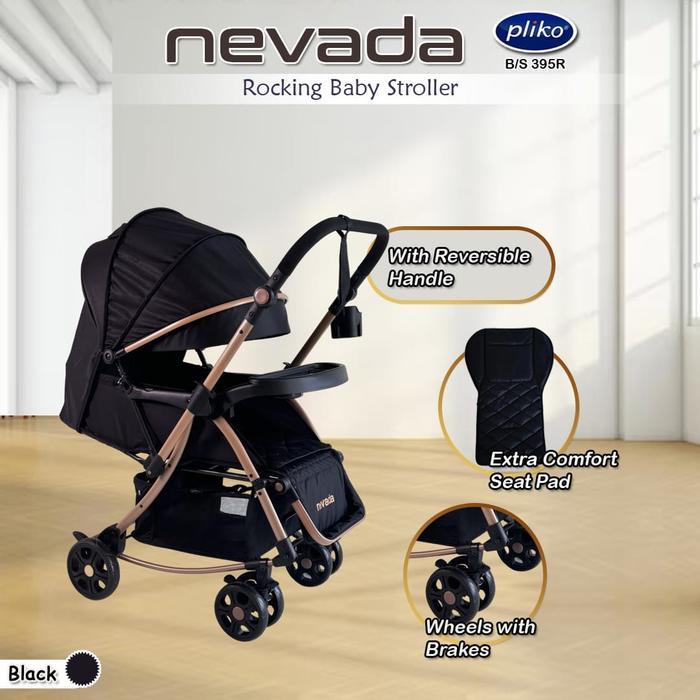 Stroller Pliko Nevada 395 Kereta Bayi - Black