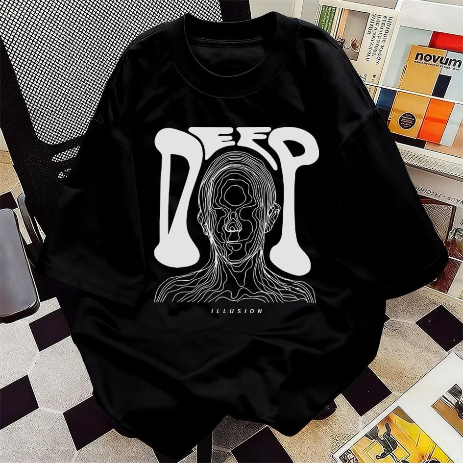 Kaos Unisex "DEEP ILLUSION" Desain Wajah Abstrak Garis Ilusi Dengan Efek Layered Line Art Visual Uni
