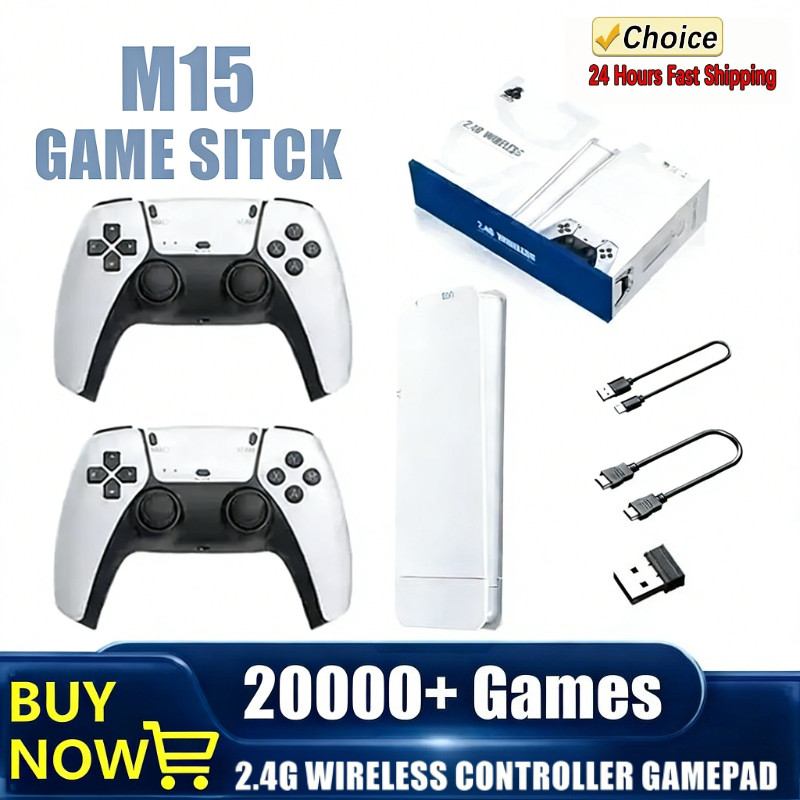 M15 Game Stick Mini TV Handheld Game Classic 4K Retro Game Wireless Controllers HD Output Gaming Con