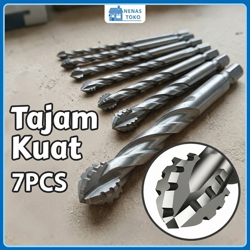 mata bor tungsten 7 pcs bor kaca keramik beton mata bor tajam eksentrik serbaguna cepat rapi