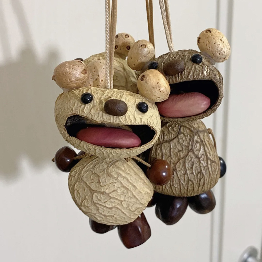 Symphonic Nutshell Pendant Big Mouth Bear Bag Hanger Car Hanger diy Handmade woven phone pendant