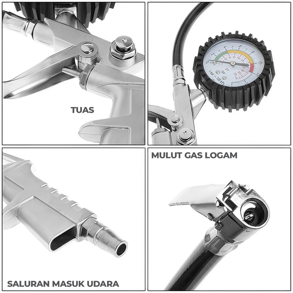PROMO Tekiro Tyre Inflator Preasure Gauge 3 In 1 Isi Angin Ban Mobil Motor Tyre Gauge Termurah Berku