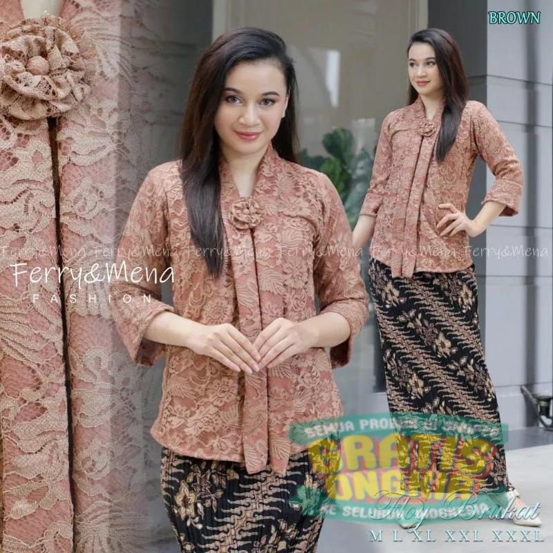 Kebaya Jumbo 4XL Ld 130 Atasan Kebaya Kutubaru Brokat Modern Floy Kartini Untuk Wisuda Kondangan Lam