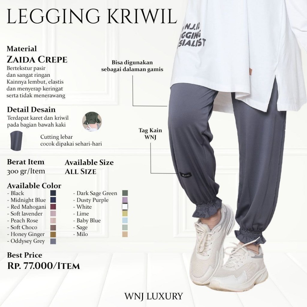 Legging kriwil by WNJ.ID leging laging dalaman rok celana dalaman gamis wanoja celamis