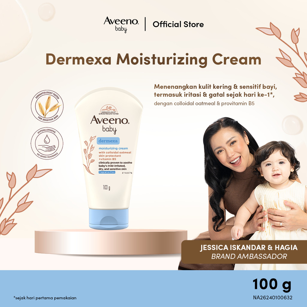 AVEENO Baby Dermexa Cream 100g - Krim Pelembap Kulit Bayi Sensitif, Kering, Gatal, Iritasi dengan Co