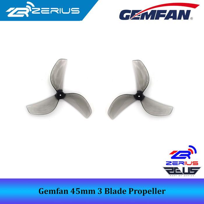 Gemfan 45mm 3 Blade 1mm / 1.5mm Shaft Propeller - Clear Gray 1mm, 2CW + 2CCW