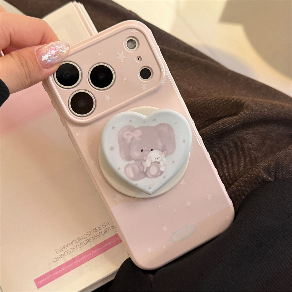 Bracket magnetik gajah gaya Ins yang lembut dan imut, cocok untuk casing iPhone 17 Pro, iPhone 17 Pr