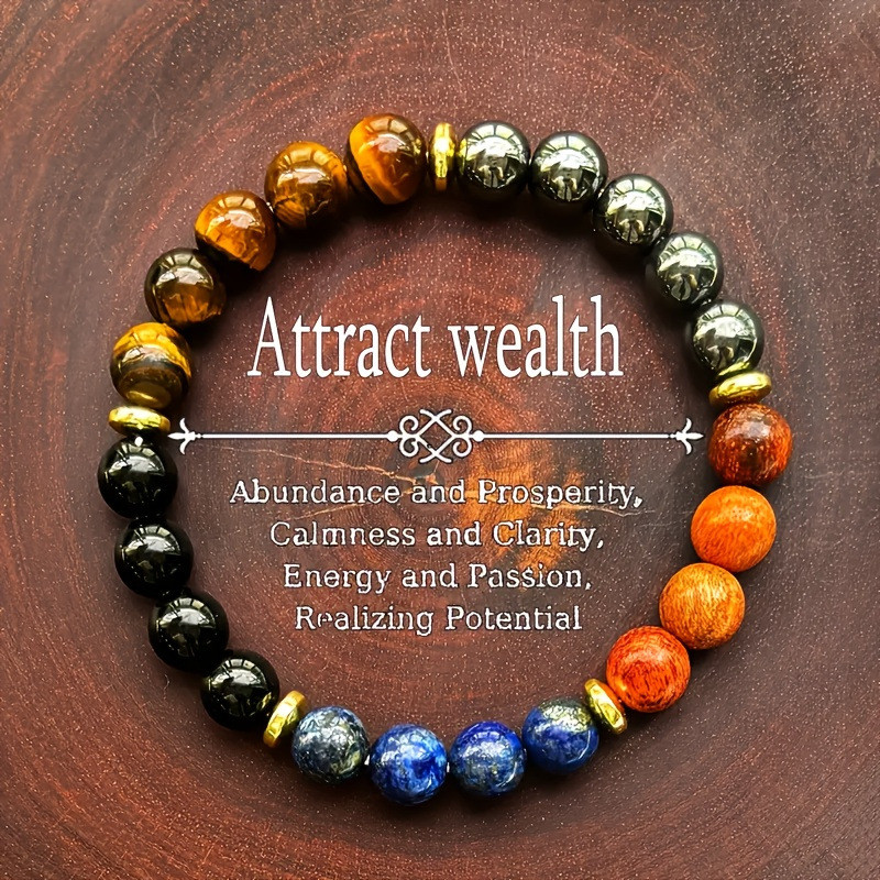 Dengan mataharimau, obsidian, lapis lazuli, gelang tembaga merah.