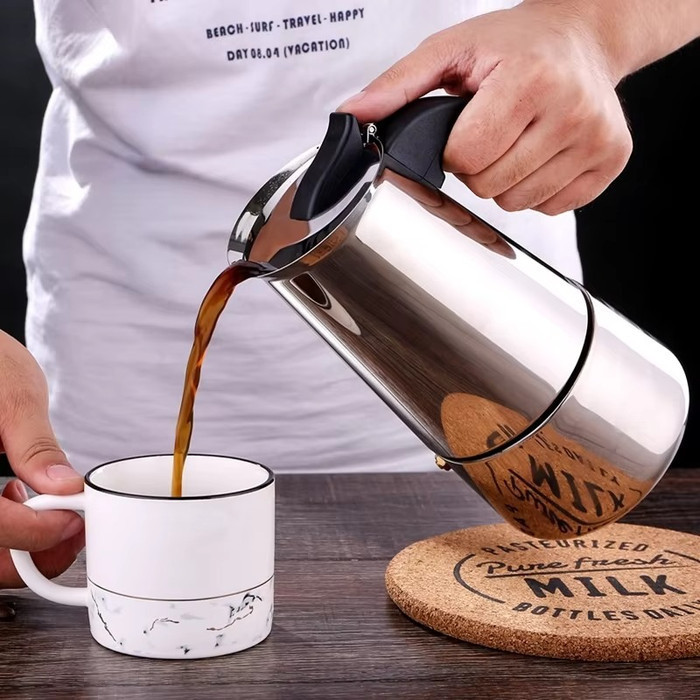 GROSIR Alat Pembuat Kopi Mokapot Moka Pot Espresso Maker Coffee Stovetop Stainless Steel Alat Seduh 