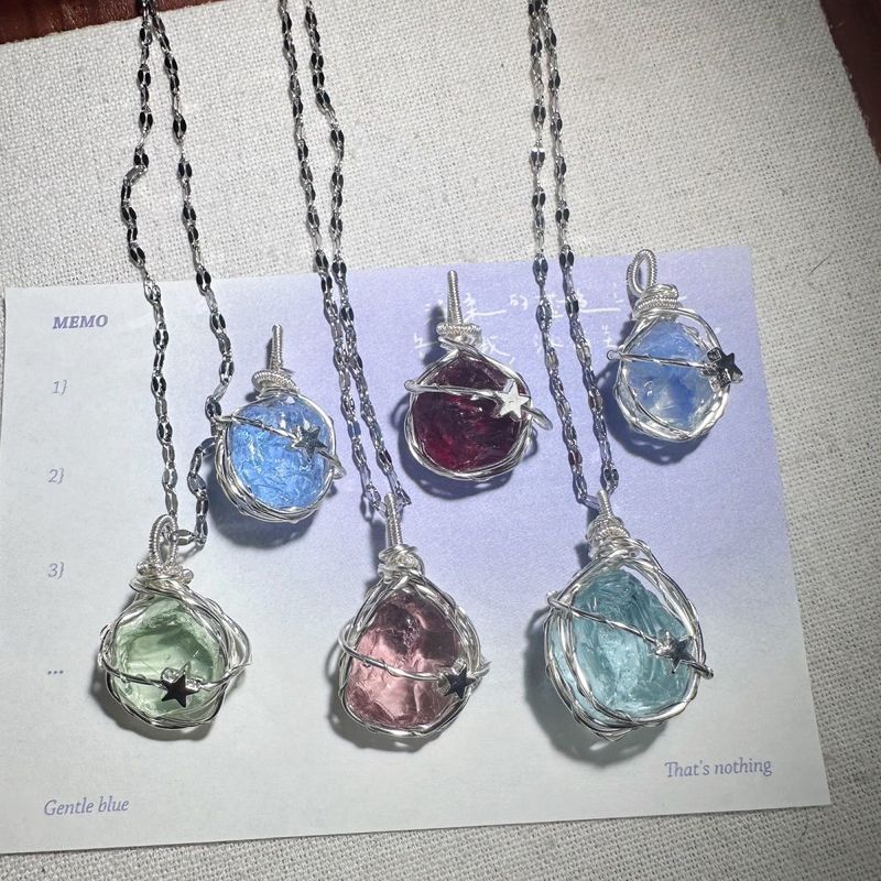 Handmade Wire Wrapped Andrew Light Crystal Wire Wrapped Little Star Necklace