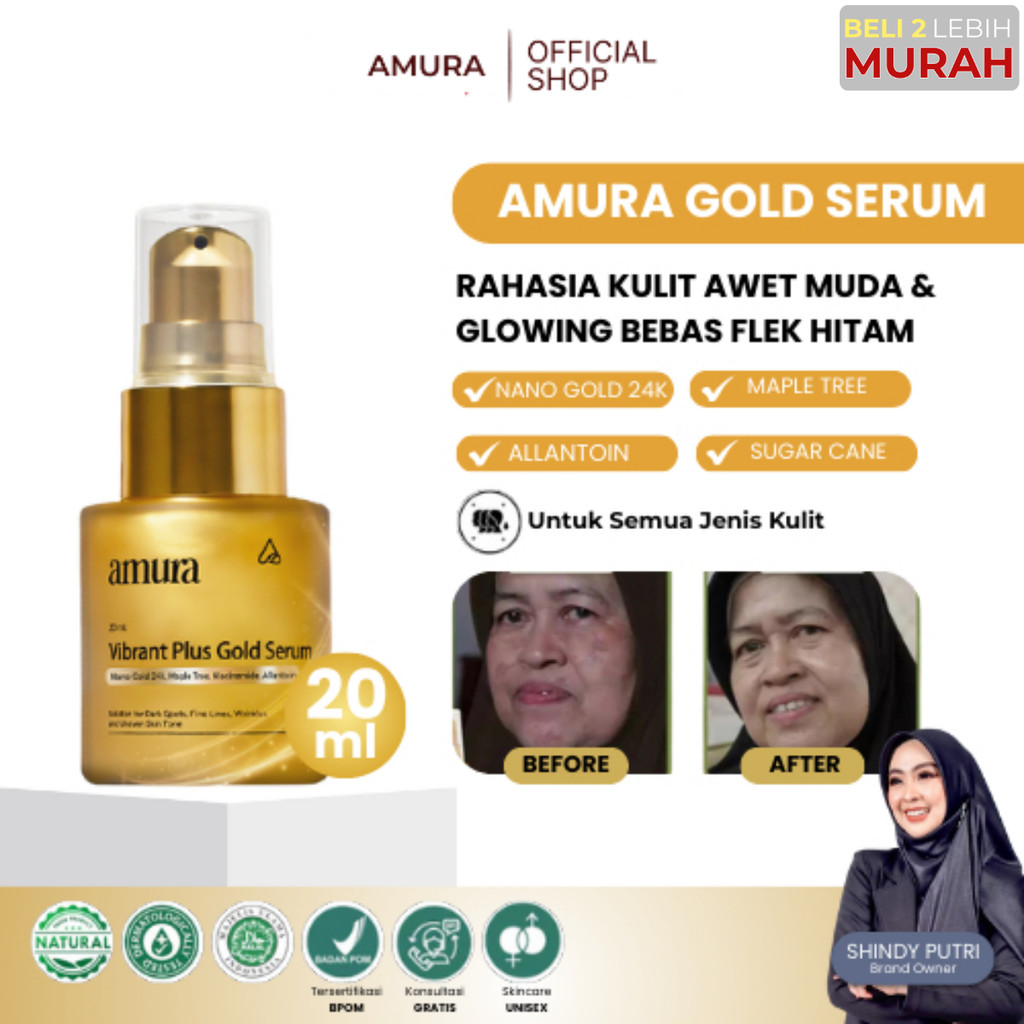 Amura Gold Serum Skincare Melembabkan Mencerahkan Wajah Menghilangkan Flek Hitam