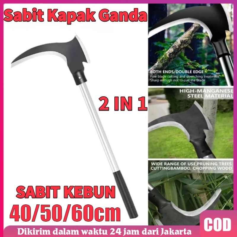 Sabit Kapak Ganda Baja Asli Alat Perkebunan /Ukuran Besar/Sabit Ranting Pohon/Sabit Rumput Multifung
