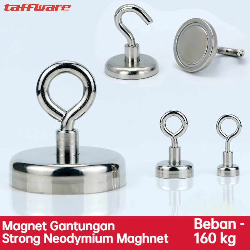 [BISA INSTANT] Magnet Gantungan Sheep Eye Hook Strong Neodymium Magnet Hook Round 36mm/41Kg 42mm/66k