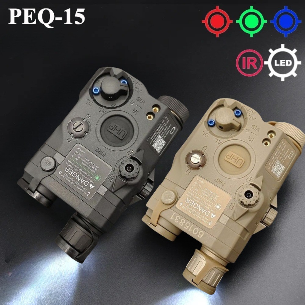 PEQ-15 Airsoft Red Green Dot Laser Sight PEQ15 Battery Box Tactical LED Flashlight Weapon Gun Light 