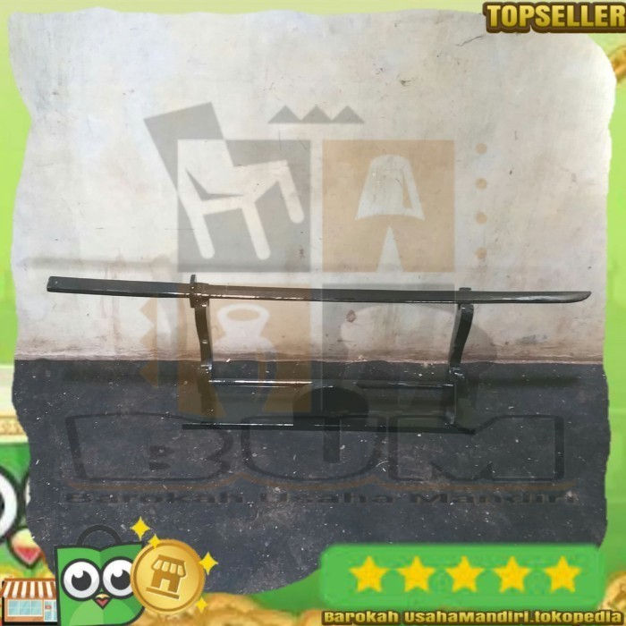 mainan pedang kayu ( wooden katana samurai full black sword )