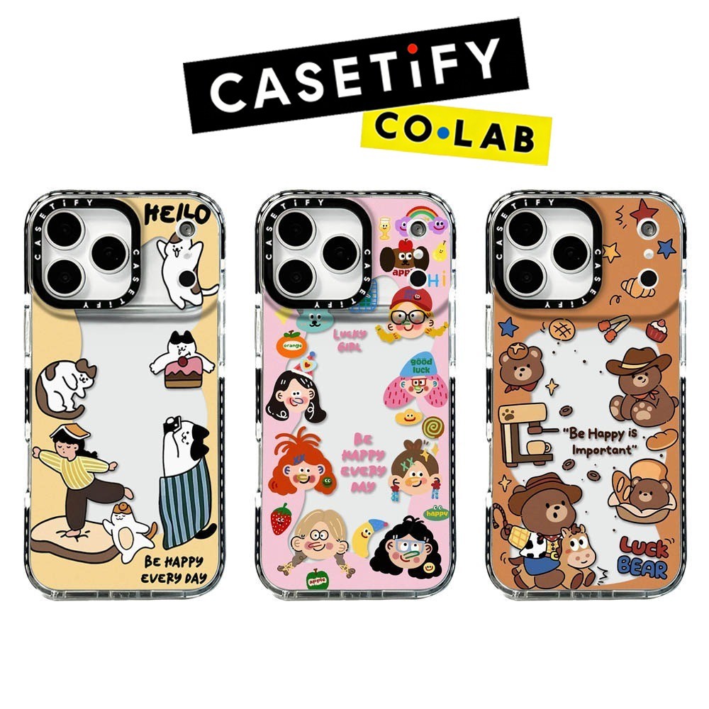 Original CASETiFY Kawaii Cartoon Sticker Phone Case for IPhone 17ProMax 16ProMax 16pro 16 12 13 15Pr