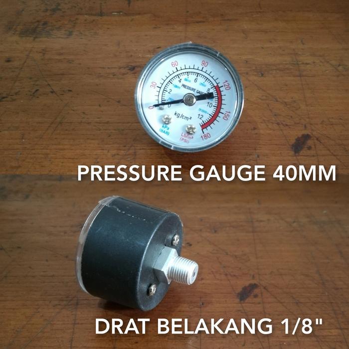 golok merchandise H&L pressure gauge ukuran angin kompresor drat belakang drat 1/8"