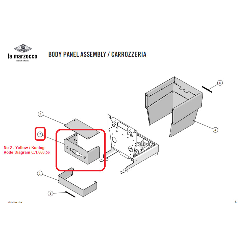 Original La Marzocco Micra Panel Depan / Front – Yellow / Kuning