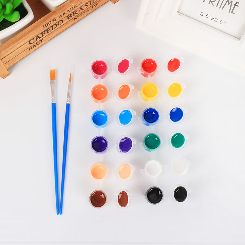 CAT LUKIS MINI / CAT AKRILIK LUKIS / COD 1 SET CAT LUKIS AKRILIK MINI UKURAN 3ML ISI 6,12WARNA TERAN