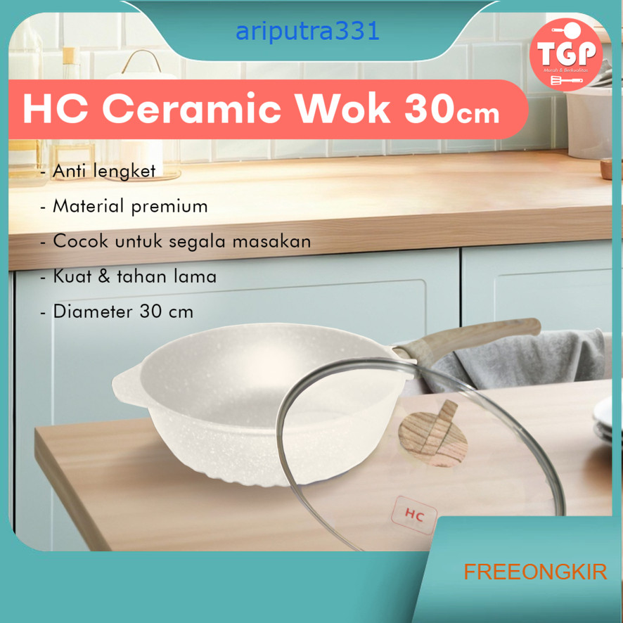 PANCI WAJAN PENGGORENGAN WOK SUPER PAN 30CM HC CERAMIC MARBLE ANTI LENGKET INDUKSI