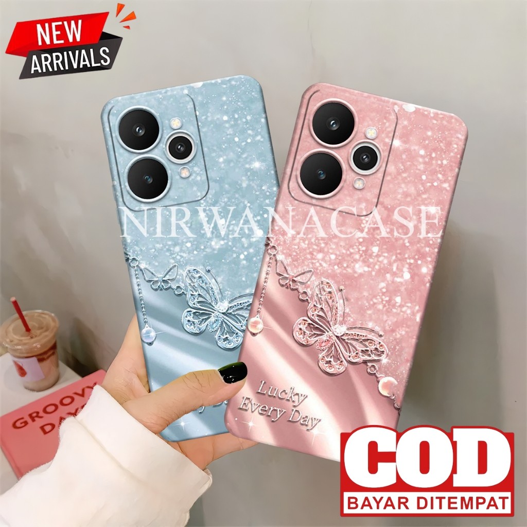 Case Hp Realme 15 - Realme 15 pro - Realme 14 - Realme 14T Terbaru Motif Kupu - Kupu Mutiara Case Pr