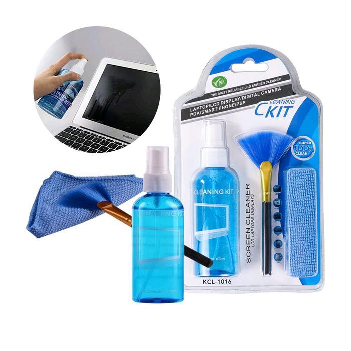Paket Pembersih Layar Laptop HP Kamera Set Cairan Cleaning Kit LCD + Kuas + Kain Microfiber Anti Deb