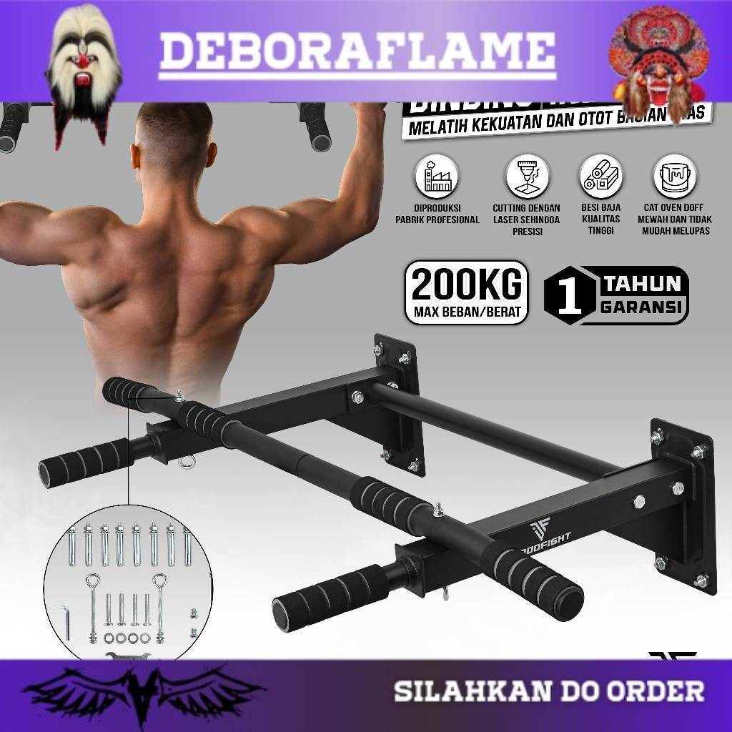 viral kickstraight Pull Up Bar Dinding Indofight Chin Up Bar Tiang Gantungan Besi Alat Pull Up Di Ru