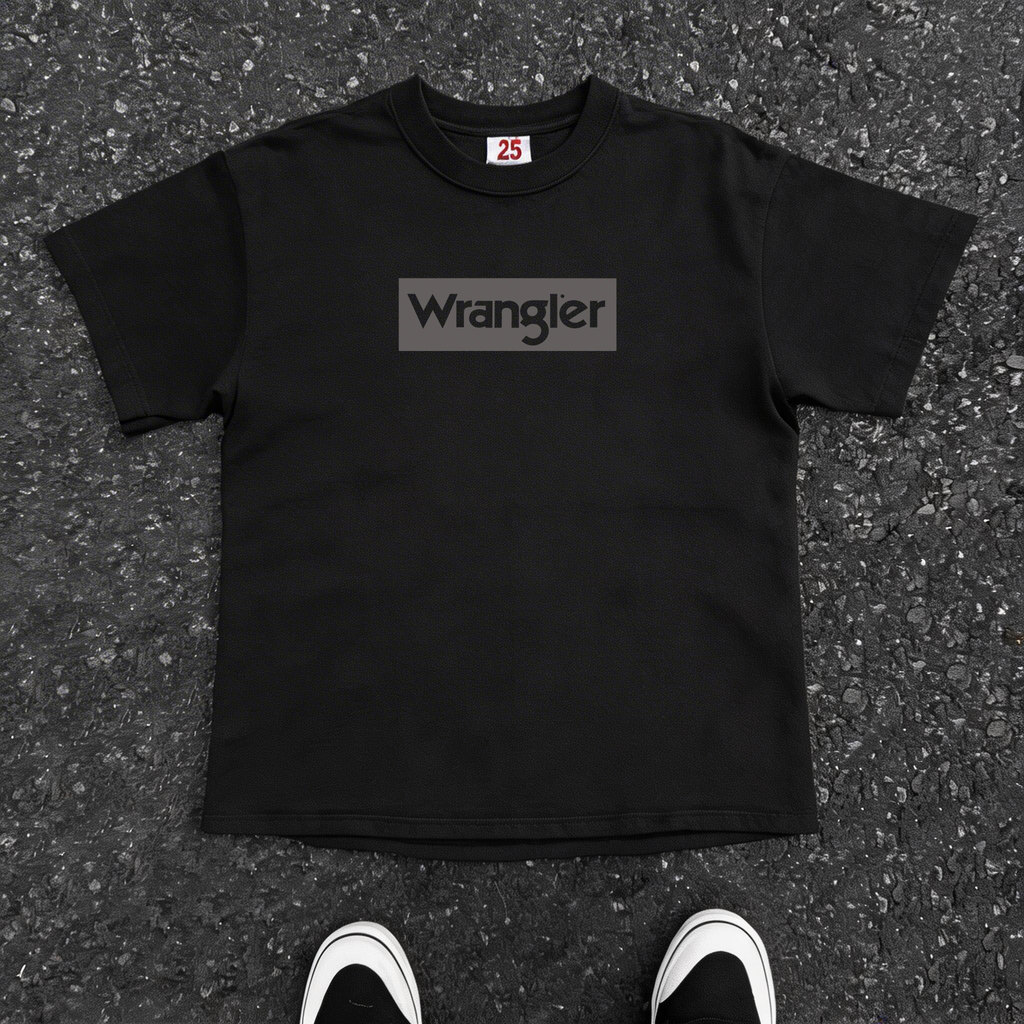 GIORDI Baju Kaos Pria Wrangler Tshirt Oversize Atasan Street Retro Kaos Pria Wanita Kaos Distro Orig