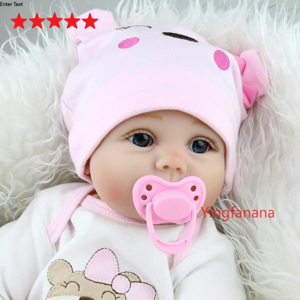 55cm Reborn Baby Doll Boneka Bayi Silikon Realistis, Rambut Cokelat, Vinyl Anak Perempuan, Mirip Bay