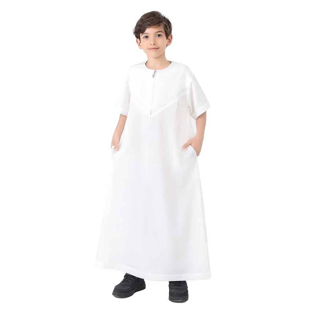 Gamis Pria Muslim Slimfit Lengan Pendek Bahan Premium Adem