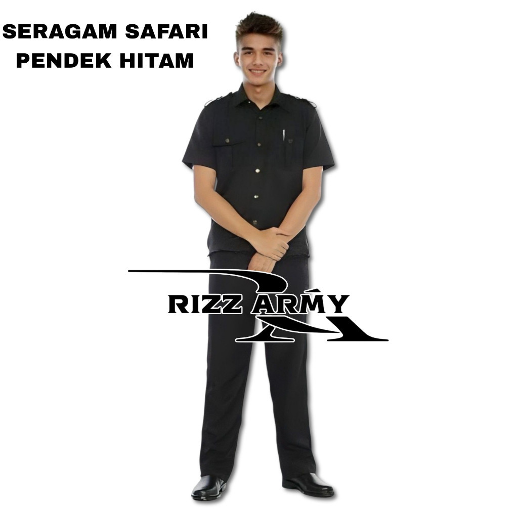 BAJU SAFARI 1 STEL SERAGAM SAFARI SECURITY LENGAN PENDEK SETELAN SERAGAM SAPARI LENGAN PENDEK