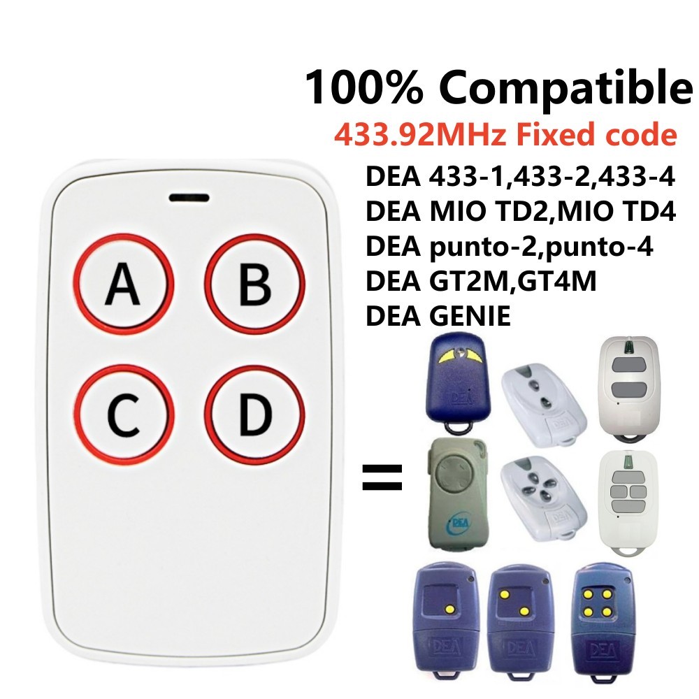 DEA GT2M GT4M 433,92mhz Garage Remote Control DEA Fixed Code Garage Command DEA Gate Remote Transmit