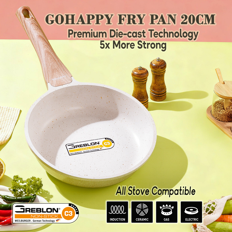 (3WARNA) PANCI FRYPAN TEBAL Gohappy germany granite wajan fry pan penggorengan awet greblon C3 ASLI