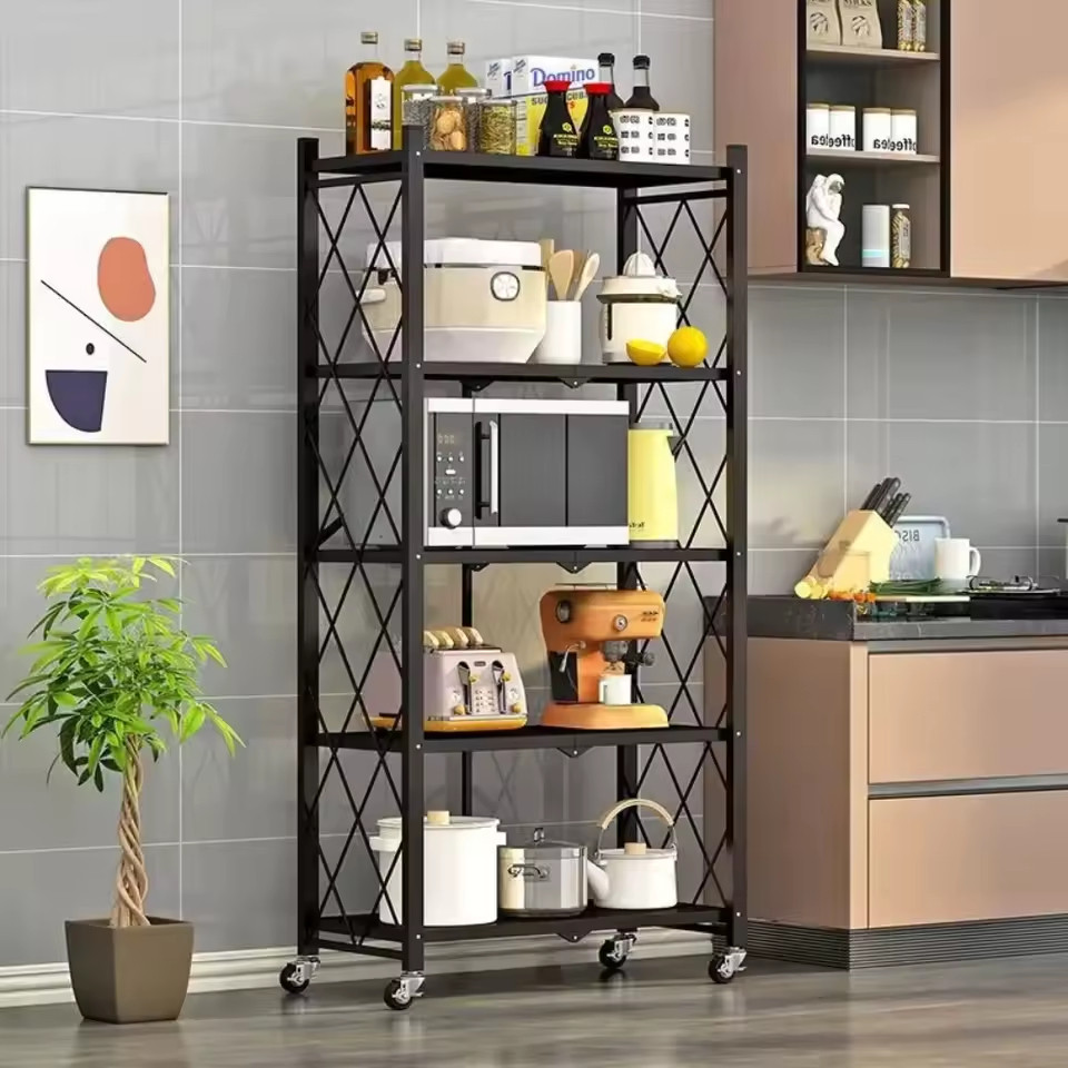 [BTD] Rak Lipat carboon stell  / Rak Dapur Lipat / Rak Multifungsi / Rak Microwave
