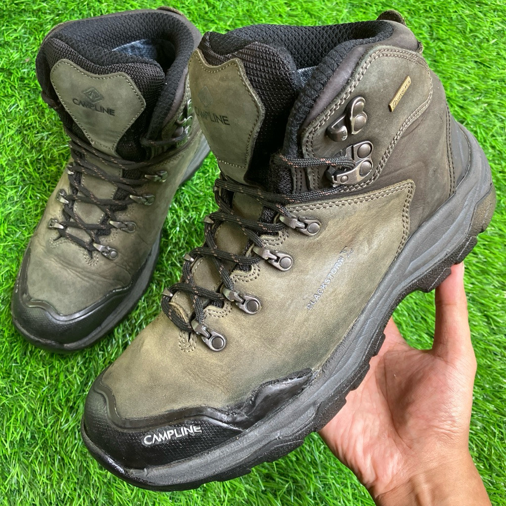 Sepatu Gunung Campline BlackStorm Mid Brown Grey Hiking Shoes ukuran 42,5 Tangan Ke-2