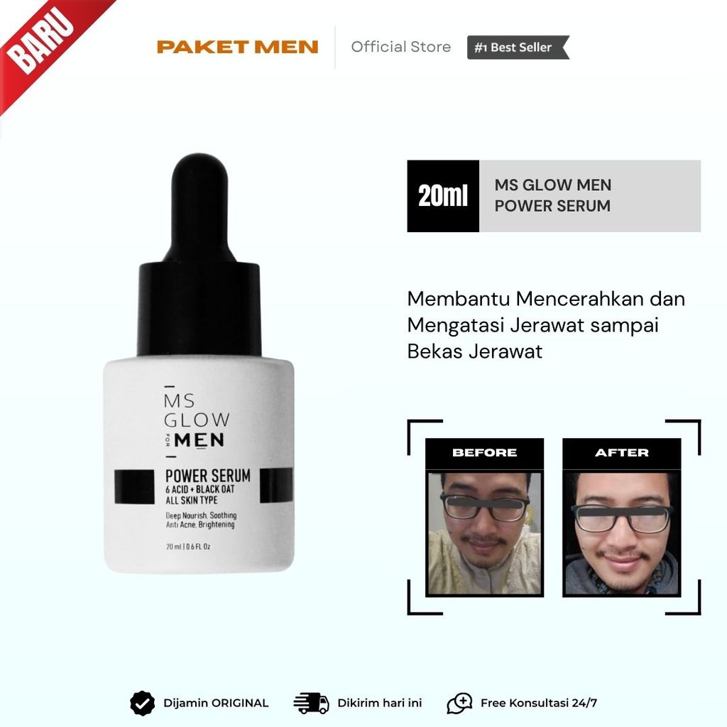 Ms Glow Men Energy Serum Serum Pria Untuk Wajah Berjerawat Dan Berminyak Original & Diskon