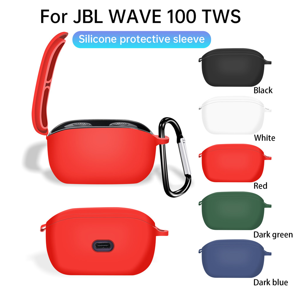 for JBL Wave 100 TWS Case Soft W100 Silicone Full Protection Cover With Hook
