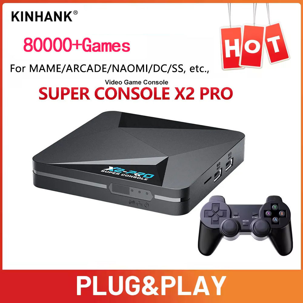 KINHANK Super Console X2 Pro Game Box Retro Video Game Console 100000 Video Games for SS/MAME/DC/NAO
