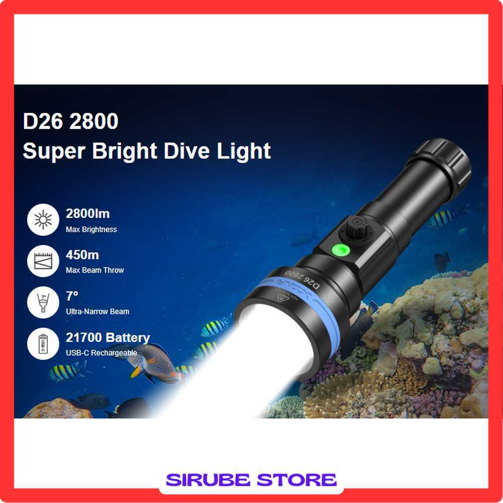 XTAR Senter Selam Diving Flashlight LED High Beam IPX8 2800 Lumens - D26 2800