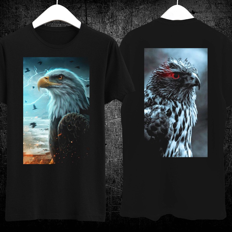 (COD) T Shirt Kaos Custom Burung Elang - Premium DTG Printing